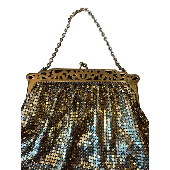 Vintage Whiting & Davis Co. Gold Mesh Purse Bag 1950-60 Handbag w/ Filigree Top - Picture 8 of 8